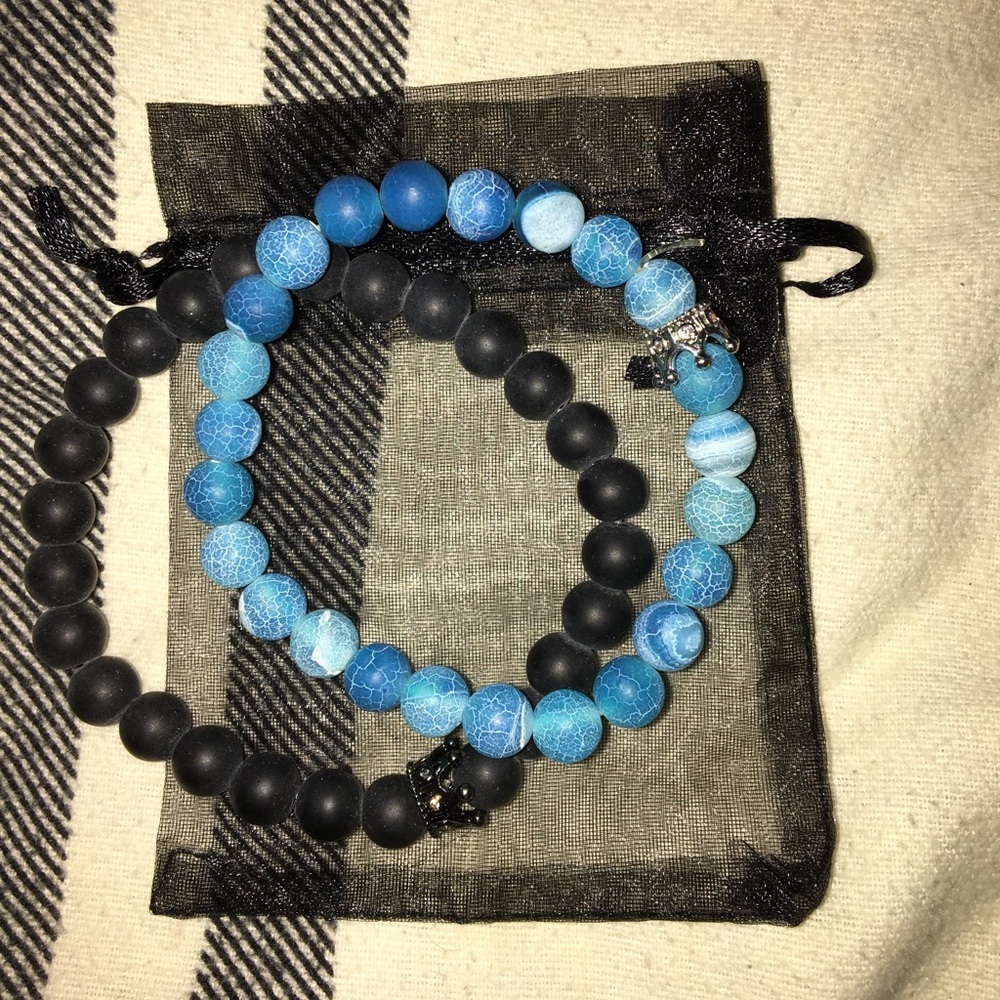 Blue and black bracelet set